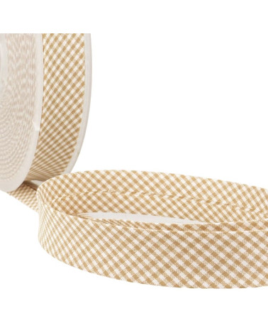 25m floppy disk of beige polyester and cotton woven Vichy bias