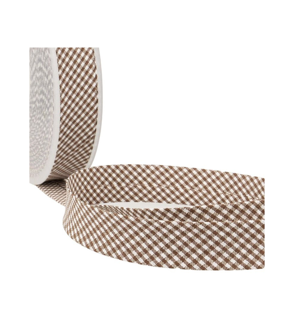 Disquete 25m Bies Vichy tejido poliéster y algodón Marrón