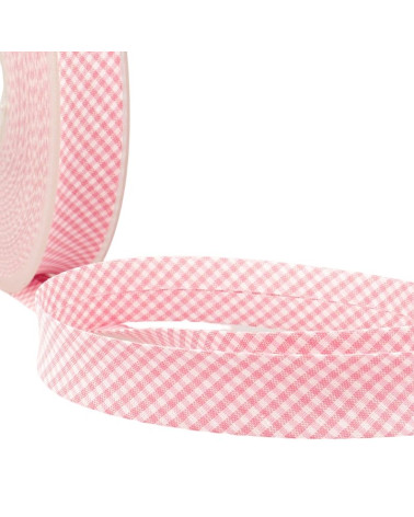 25m floppy disk, woven polyester and cotton Vichy bias, Pink