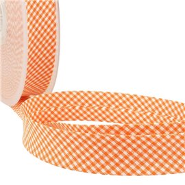 Disquette 25m biais Vichy tissé polyester et coton Orange