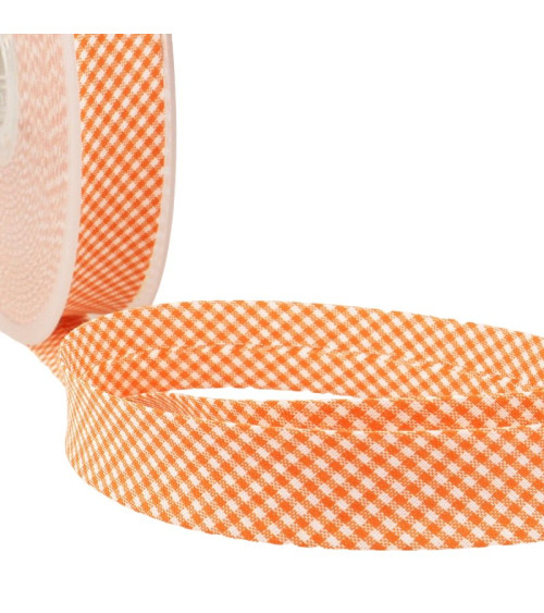 Disquette 25m biais Vichy tissé polyester et coton Orange