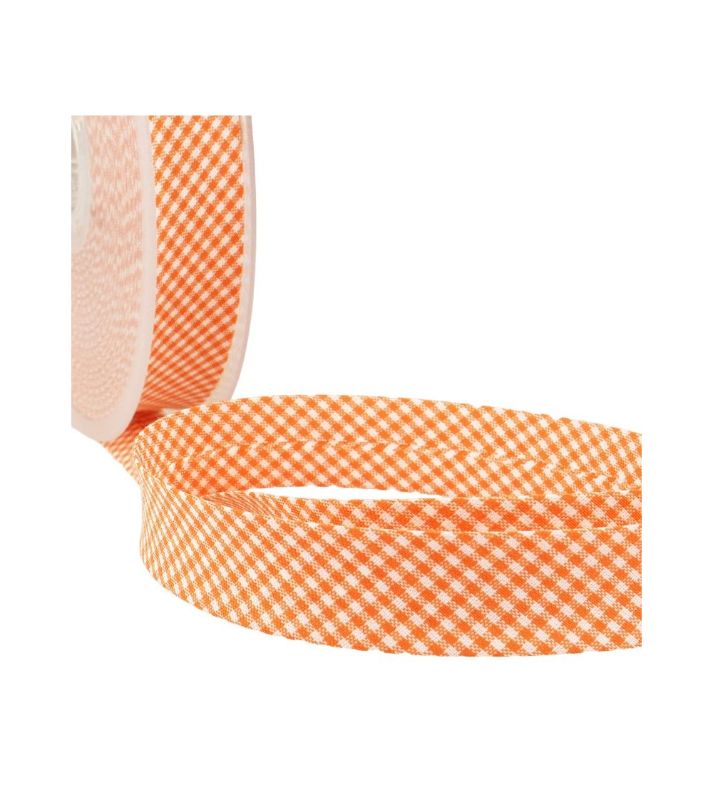 Disquette 25m biais Vichy tissé polyester et coton Orange