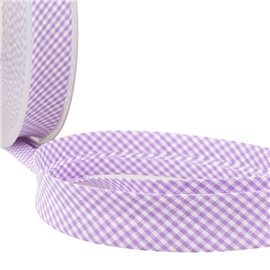 Disquette 25m biais Vichy tissé polyester et coton Violet