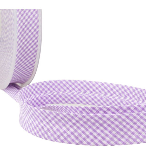 Disquette 25m biais Vichy tissé polyester et coton Violet