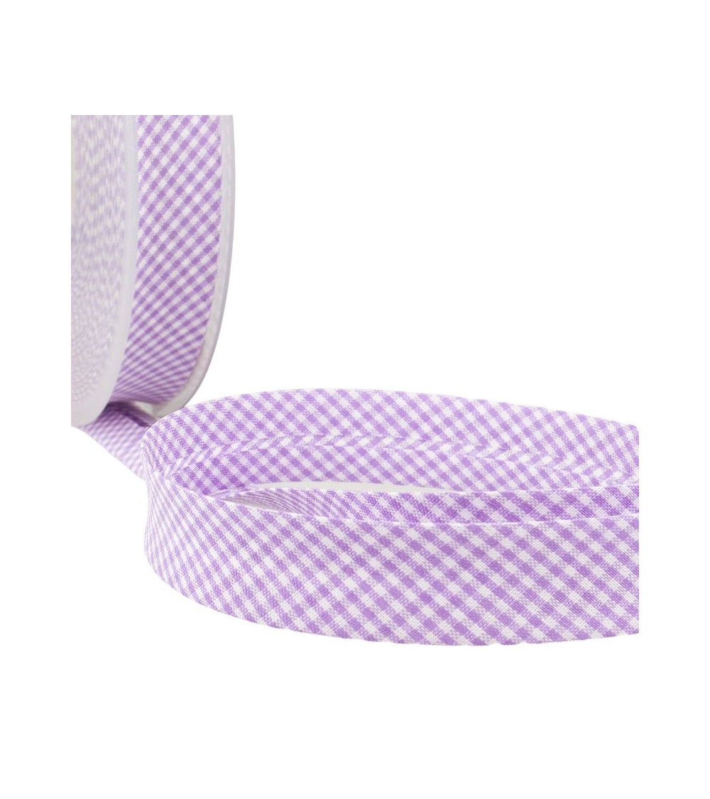 Disquette 25m biais Vichy tissé polyester et coton Violet