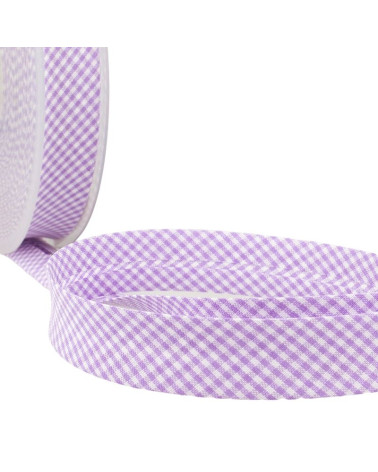 Disquette 25m biais Vichy tissé polyester et coton Violet