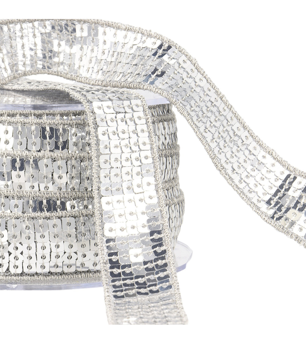 Spool of glitter braid 14.5m dark silver