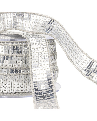 Bobina di treccia glitterata 14,5 m argento scuro