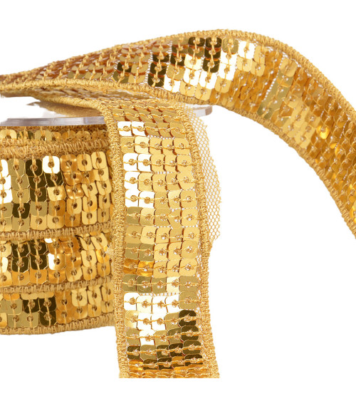 Spool of sequin braid 14.5m gold