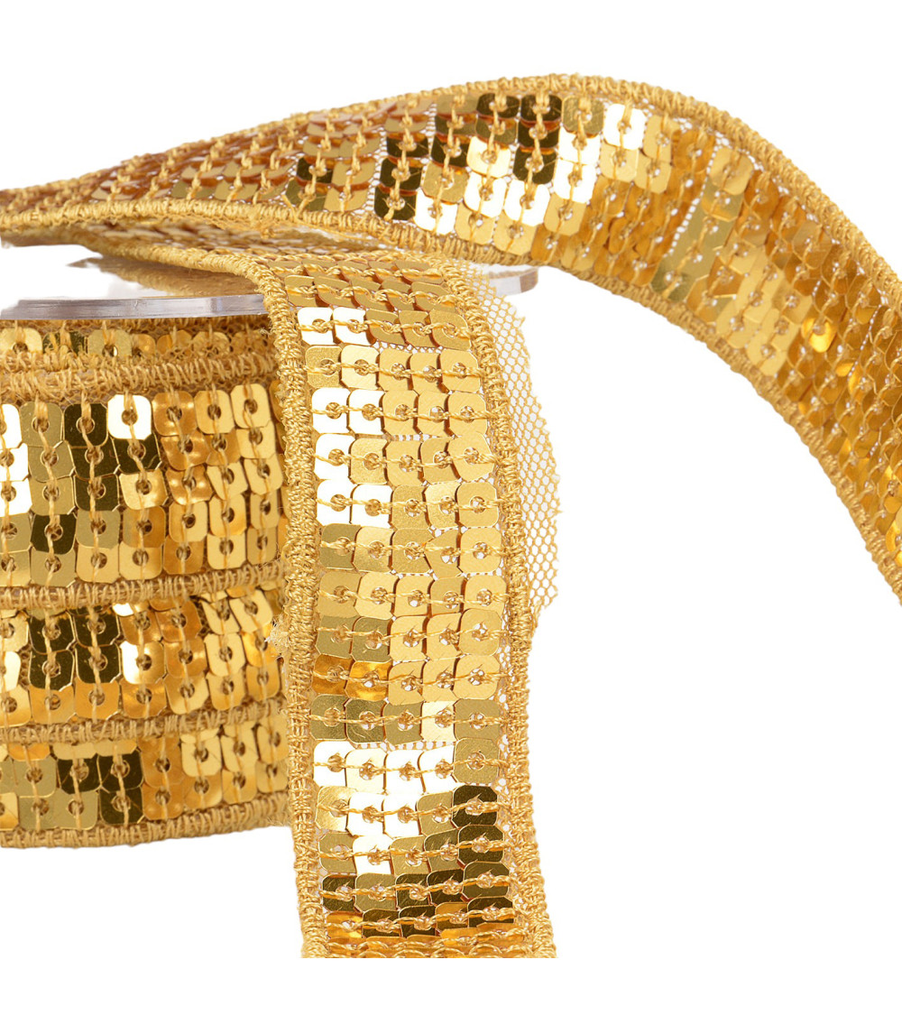 Spool of sequin braid 14.5m gold