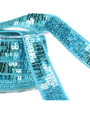 Spool of sequin braid 14.5m turquoise blue