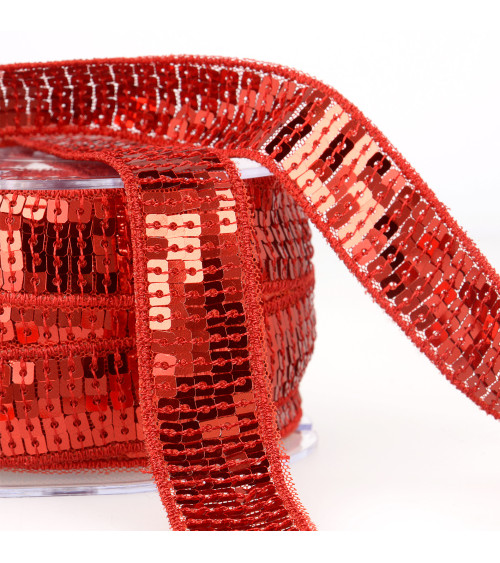 Spool of sequin braid 14.5m red