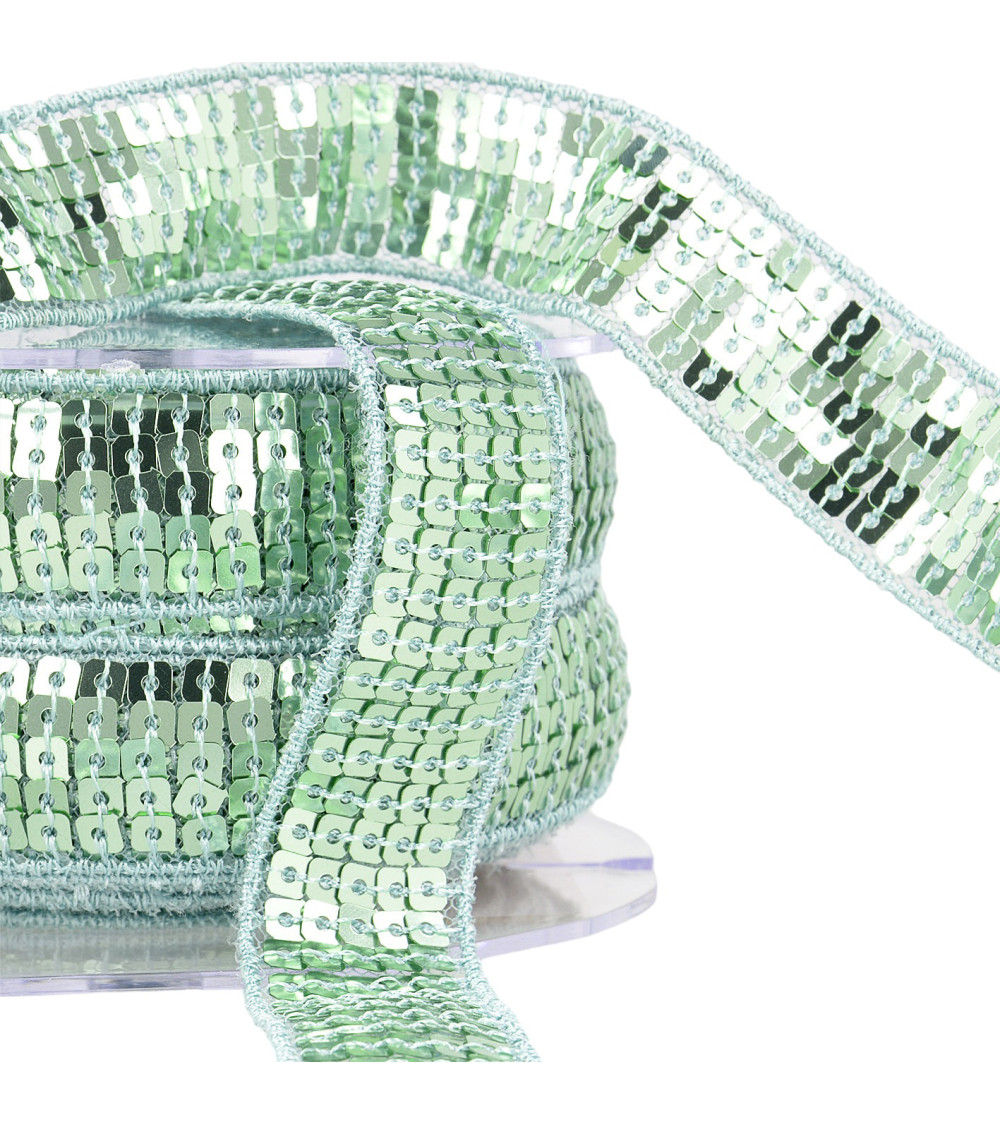 Spool of sequin braid 14.5m blue gray