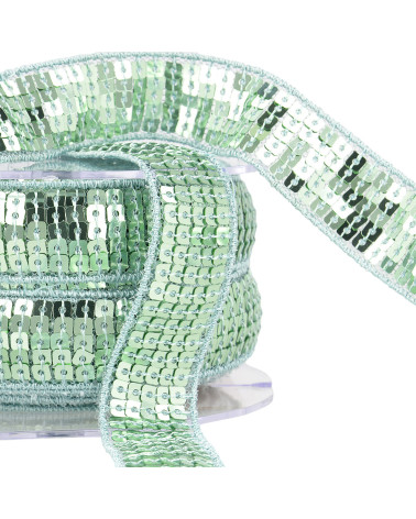 Spool of 14.5m blue-grey sequin braid