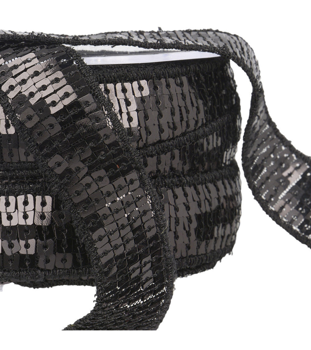 Spool of sequin braid 14.5m black