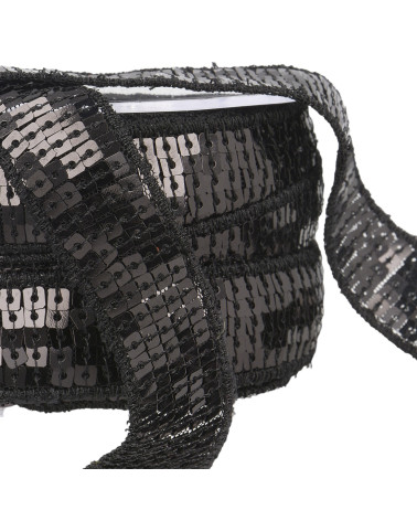 Bobine galon paillettes 14,5m noir