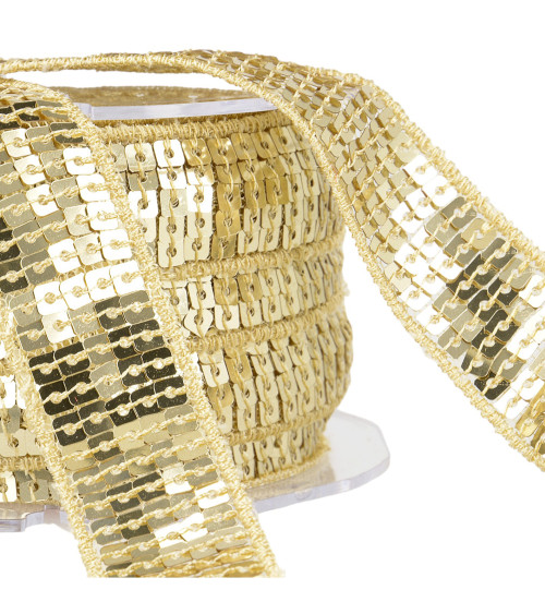 Spool of sequin braid 14.5m ecru