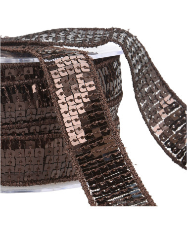 Bobina di treccia di paillettes 14,5 m marrone caffè