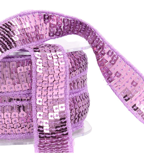 Bobine galon paillettes 14,5m violet parme