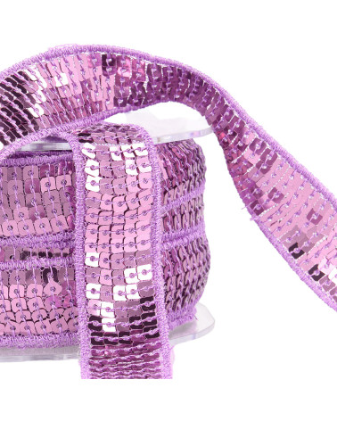 Bobine galon paillettes 14,5m violet parme