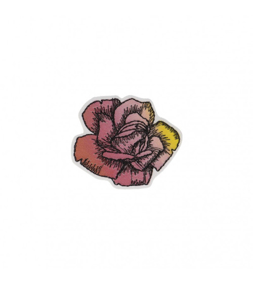 Ecusson thermocollant Rose vintage rose 4cm x 5cm