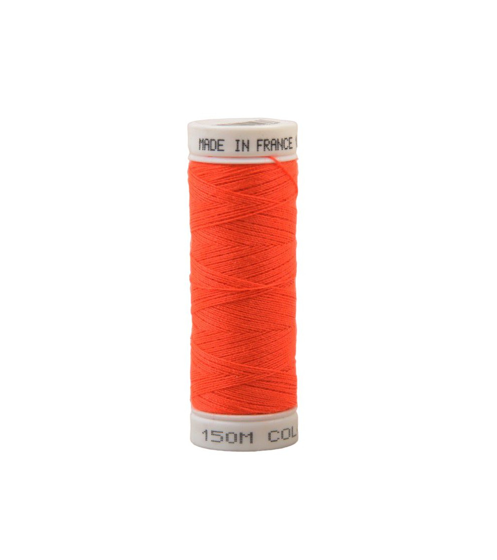 Fluorescent orange polyester thread 150m Made in France Oeko-Tex