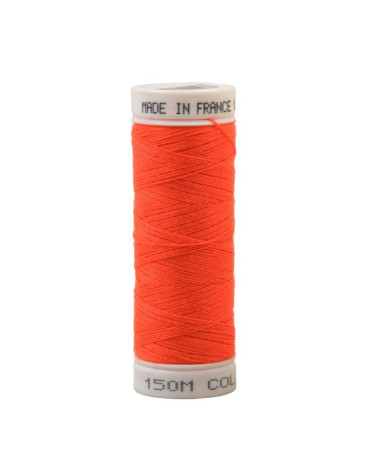 Fluorescent orange polyester thread 150m Made in France Oeko-Tex