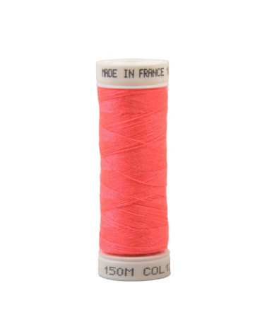 Hilo rosa fluo poliéster 150m Fabricado en Francia Oeko-Tex