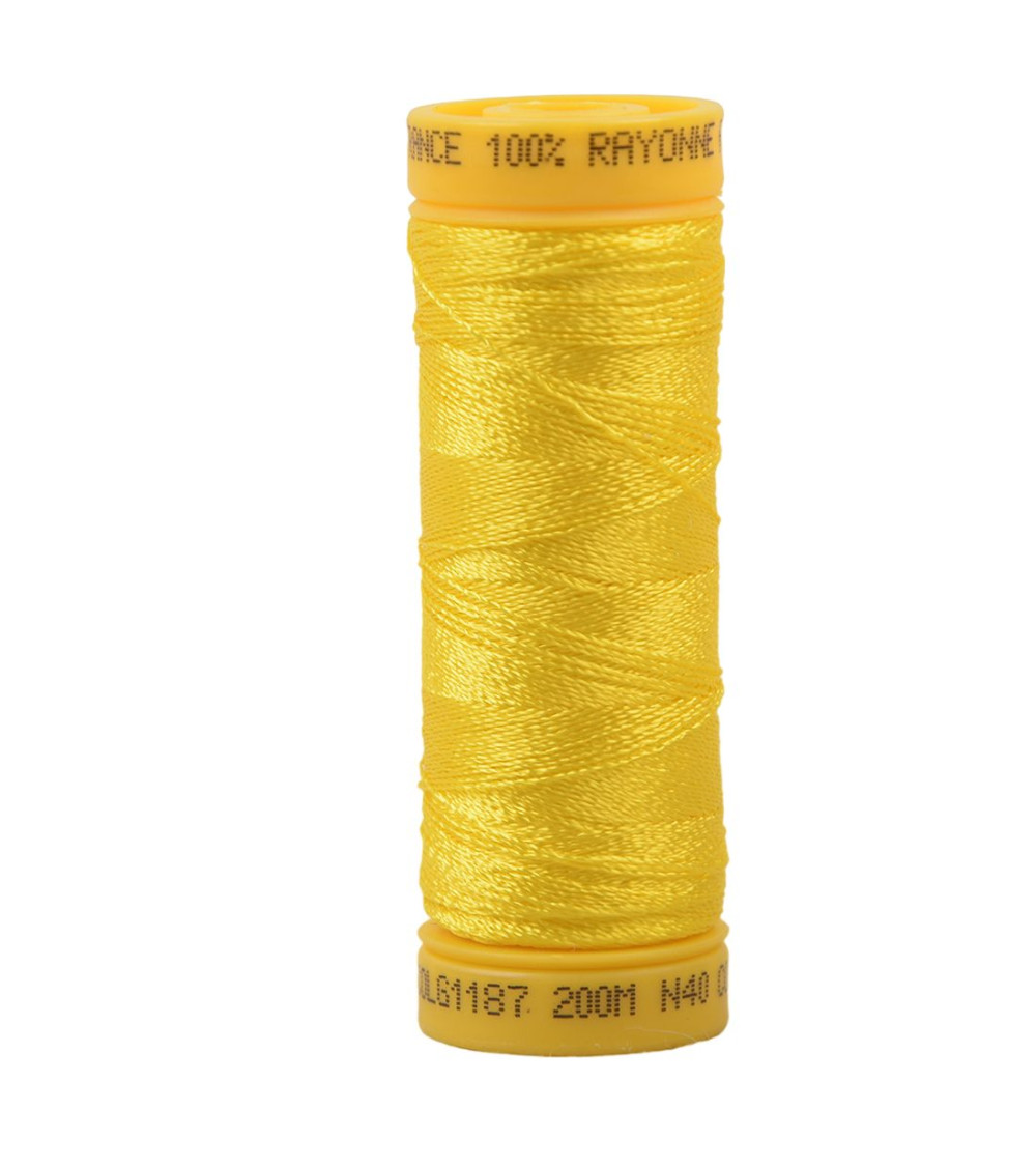 Bobine fil à broder 100% viscose 200m - Jaune C187 Bobine fil à broder 100% viscose 200m - Jaune C187