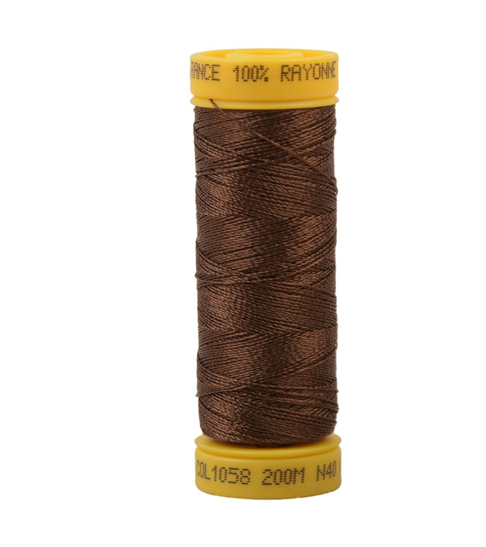 Bobine fil à broder 100% viscose 200m - Marron Chocolat C58