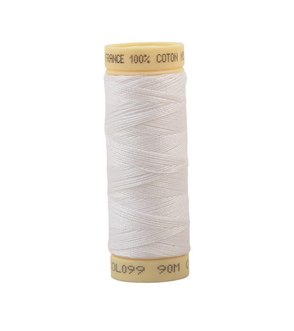 Bobina de hilo de algodón de 90 m fabricada en Francia - Blanco C99