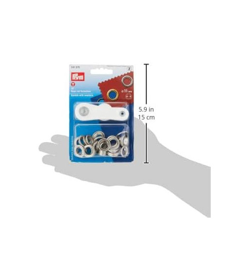 Occhielli e rondelle Prym argento da 11 mm