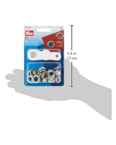 Occhielli e rondelle Prym argento da 11 mm