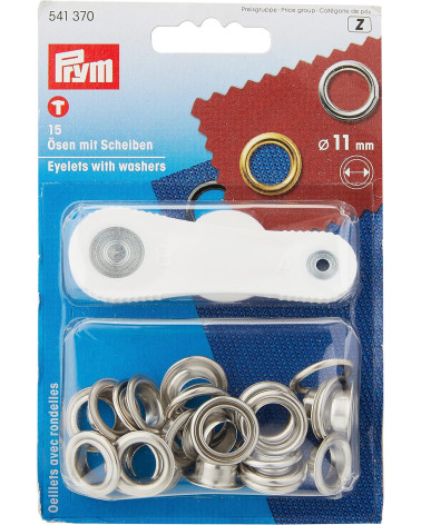 Occhielli e rondelle Prym argento da 11 mm