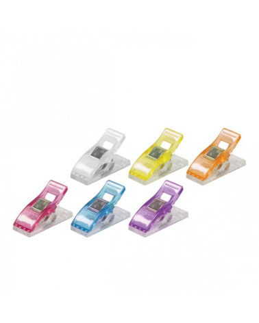Set mit 12 mehrfarbigen Patchwork-Stoffklammern 2,7 x 1 cm