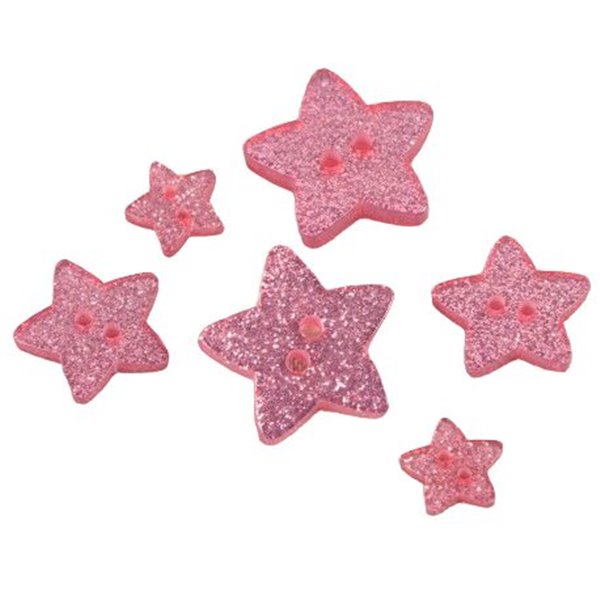 Bouton étoile pailletée rose