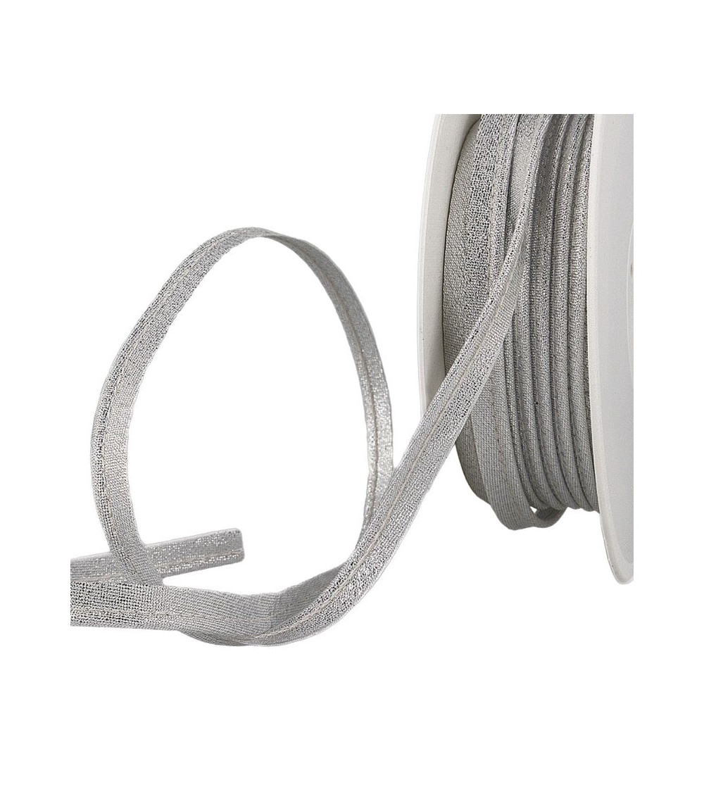 25-m-Spule. Silberfarbene Metallpaspelierung, 10 mm