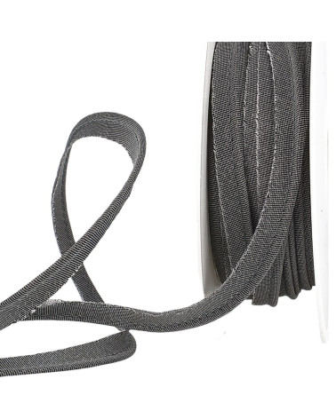 Bobine 25m Passepoil métallique noir 10mm