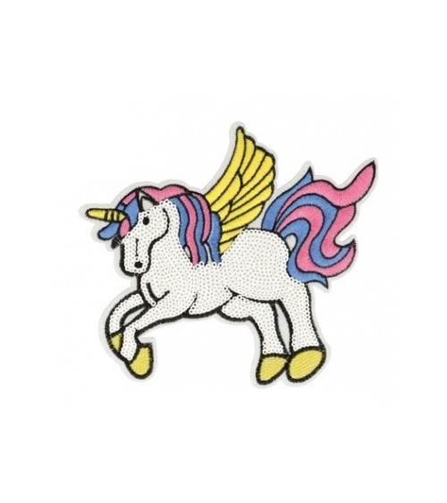 XL unicorn sequin iron-on patch 11cm x 12.5cm