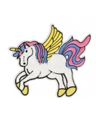 XL unicorn iron-on patch with sequins 11cm x 12.5cm