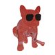 Ecusson à coudre XL chien bouledogue avec guitare à sequins rouge 21cm x 14,5cm