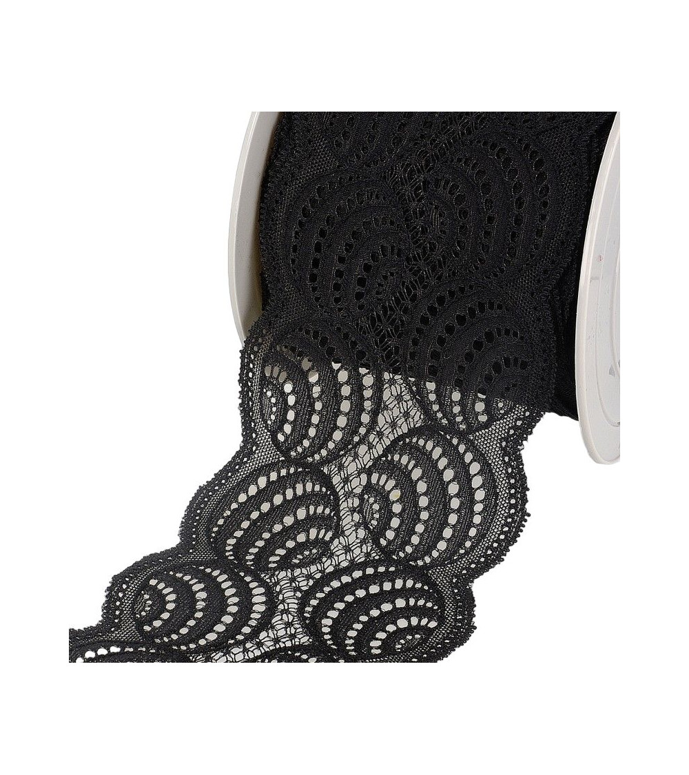 Bobina 15m Encaje Elástico Negro 100mm