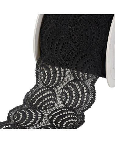 Bobina 15m Encaje Elástico Negro 100mm