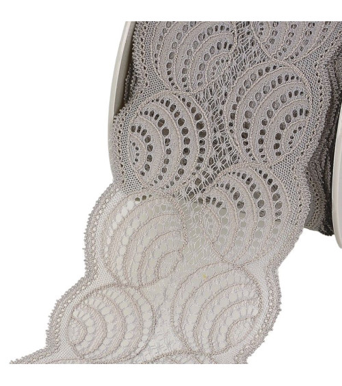 15m Spool of Elastic Lace Medium Grey 100mm