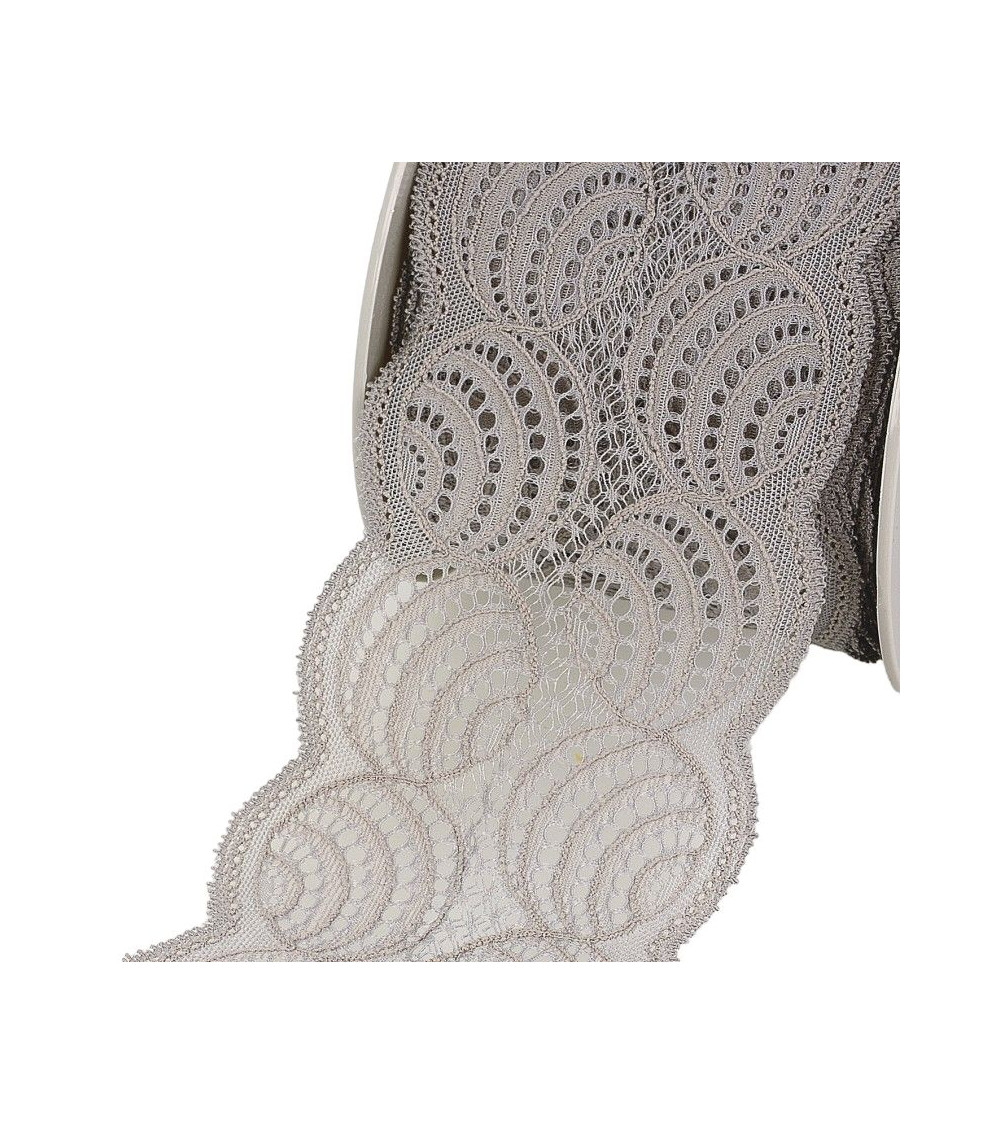 15m Spool of Elastic Lace Medium Grey 100mm
