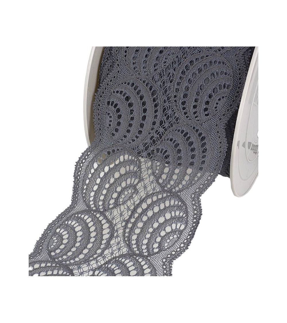 Spool 15m Elastic Lace Gray Black 100mm