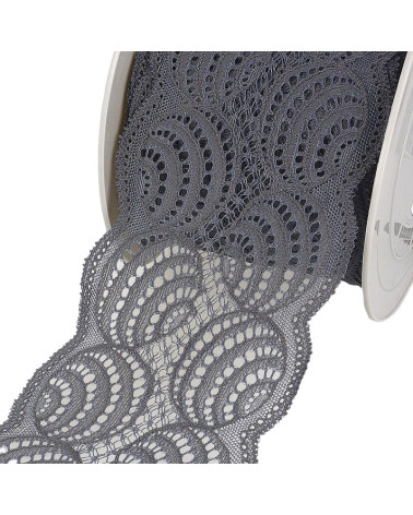 15m Spool Elastic Lace Grey Black 100mm