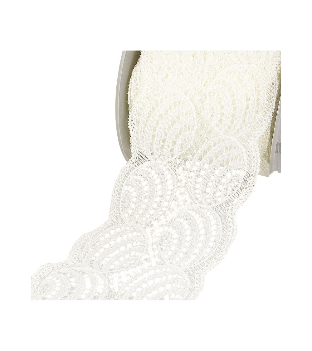 Bobine 15m Dentelle élastique Ecru 100mm
