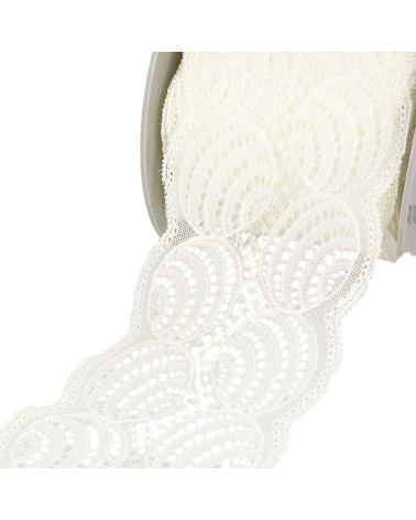 15m spool of ecru elastic lace 100mm