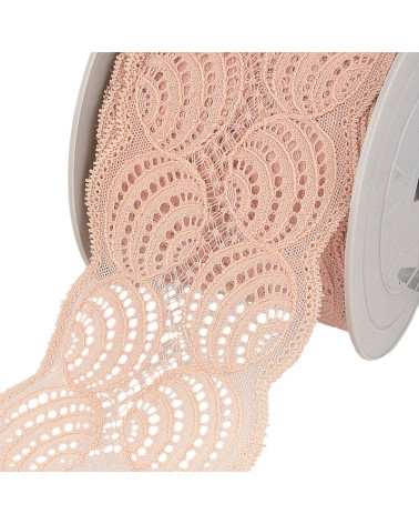 15m spool of elastic lace in old pink 100mm